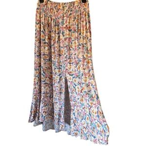 Cynthia Rowley Floral High Low Skirt With Front slit size M